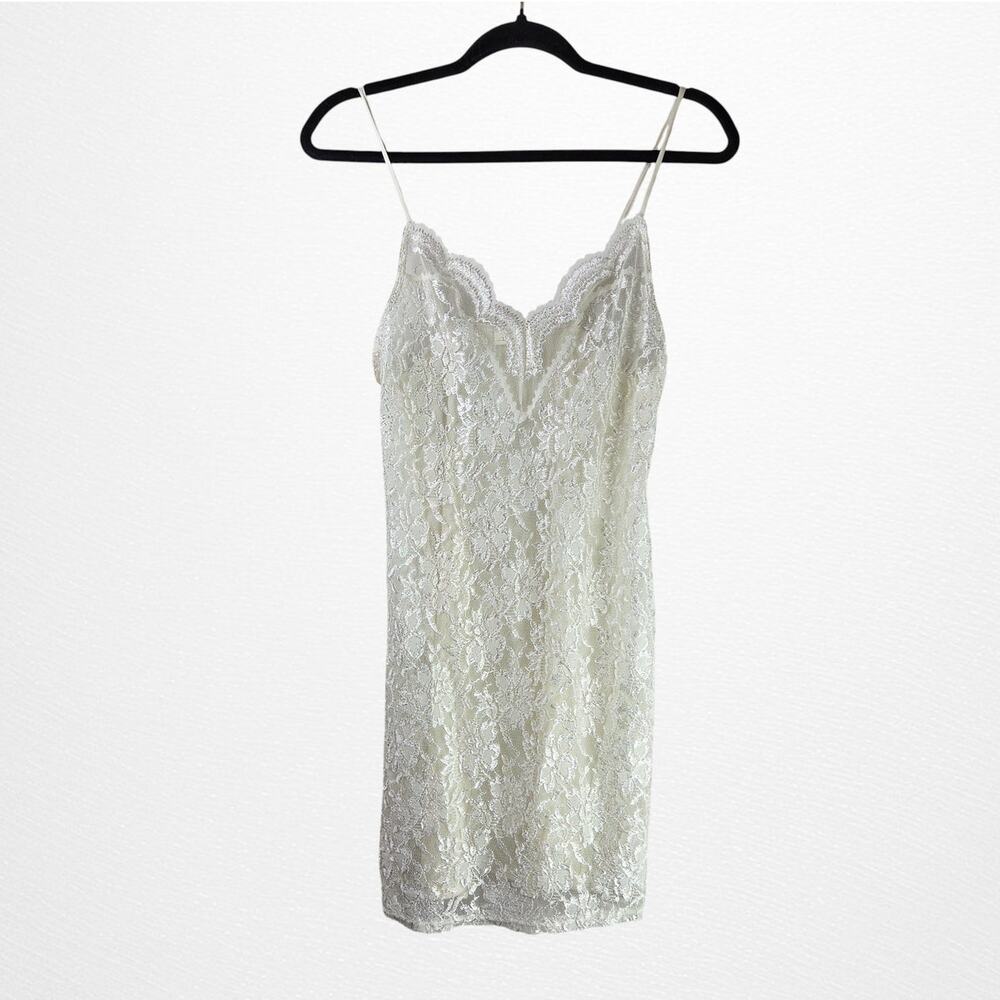 Vintage Delicates Cream Lace Baby Doll Slip Medium Nighty Romantic Lingerie